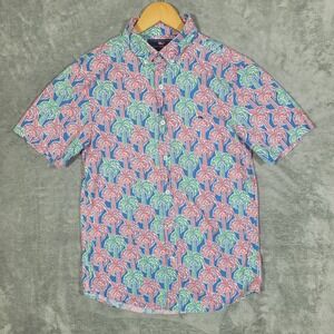 Vineyard Vines Slim Fit Whale Shirt Mens XS Palm Tree Print AOP Short Sleeve
